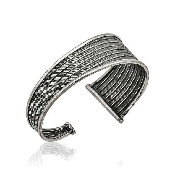 Gümüş Eskitme Desenli Bayan Bilezik SL3184 - Resim 6