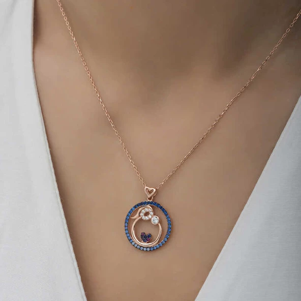 Gümüş Rose Anne Ve Bebek Sevgisi Bayan Kolye SL3228 - Resim 4