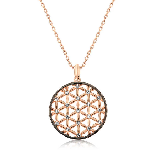 Gümüş Rose Yaşam Çiçeği Kolye  SL3541 - Resim 4