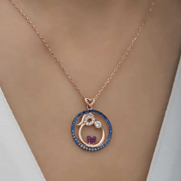 Gümüş Rose Anne Ve Bebek Sevgisi Bayan Kolye SL3228 - Resim 5