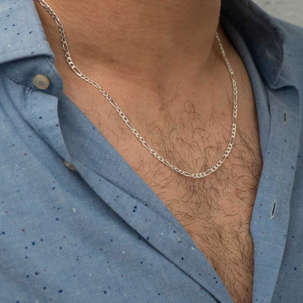 5 mm Gümüş Figaro Zincir - 140 mikron SL3346 - Resim 3