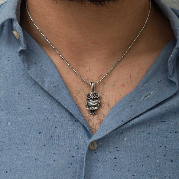 ​Gümüş Baykuş Kolye SL3400 - Resim 3