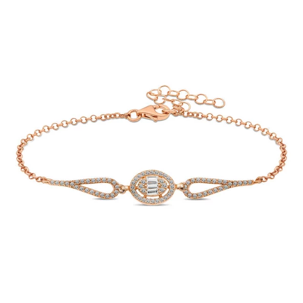 Gümüş Rose Oval Baget Bileklik SL3169 ürün görseli