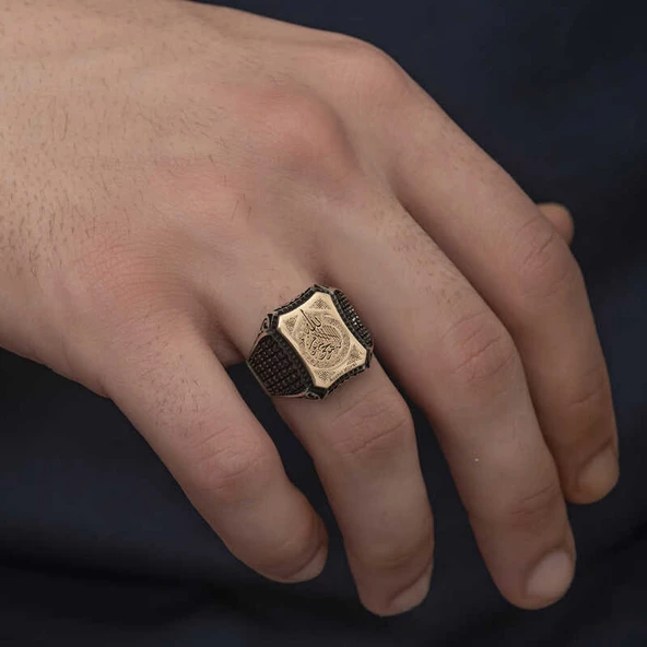 Gümüş Ayetel Kürsi Yazılı Erkek Yüzük  SL3160 - Resim 4