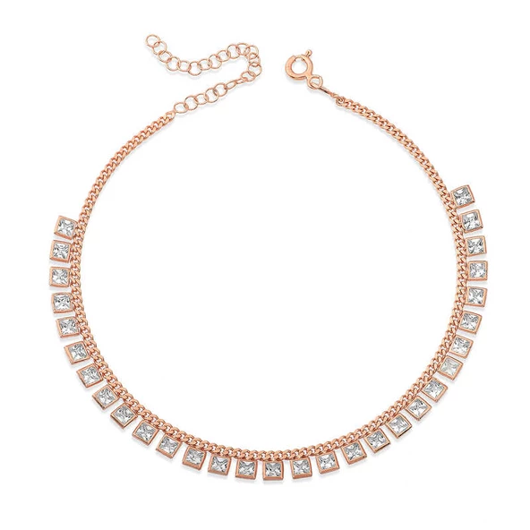 Gümüş Zirkon Taşlı Rose Halhal  SL3522