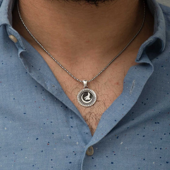 ​​Gümüş Hilal Bozkurt Kolye SL3486 - Resim 2