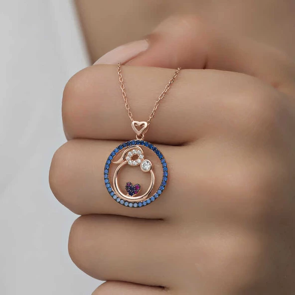 Gümüş Rose Anne Ve Bebek Sevgisi Bayan Kolye SL3228 - Resim 7