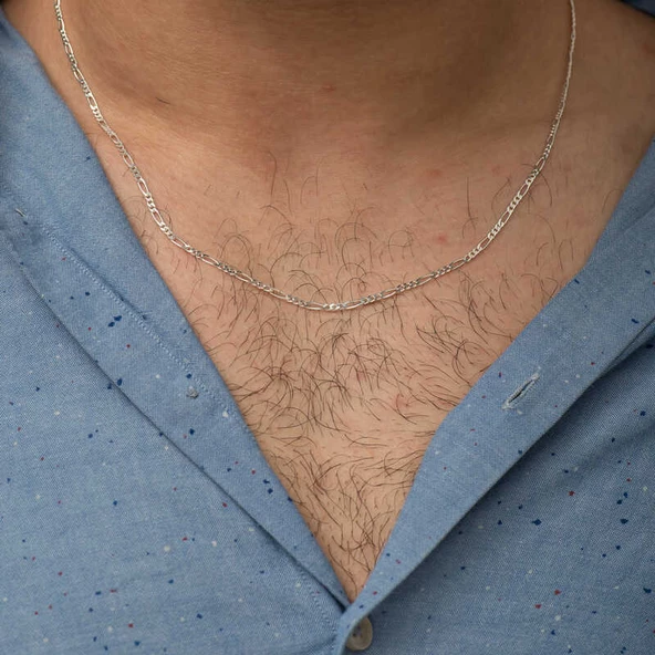 1.50 mm Gümüş Figaro Zincir - 0.40 mikron SL3193 - Resim 5