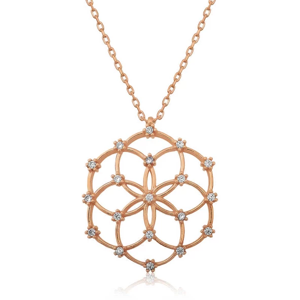 Gümüş Rose Yaşam Çiçeği Kolye  SL3465 ürün görseli