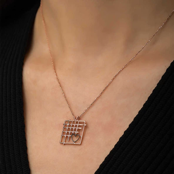 Gümüş Rose Parmaklıklar Arasındaki Aşk Kolye SL3586 - 2
