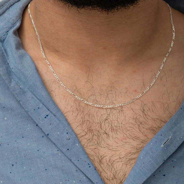 1.50 mm Gümüş Figaro Zincir - 0.40 mikron SL3193 - Resim 9