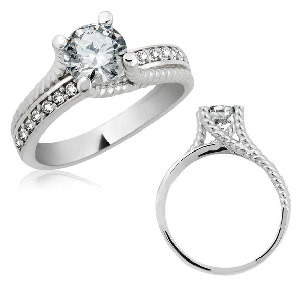 Gümüş Tek Taş Bayan Yüzük  SL3167 - Resim 2