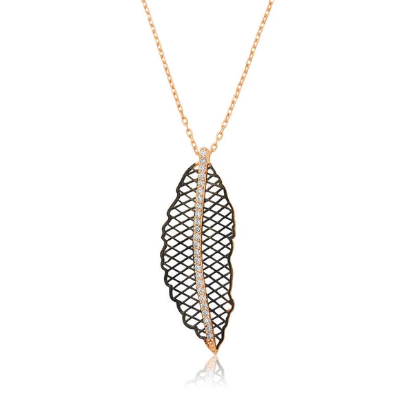 Gümüş Rose Yaprak Bayan Kolye SL3302 ürün görseli