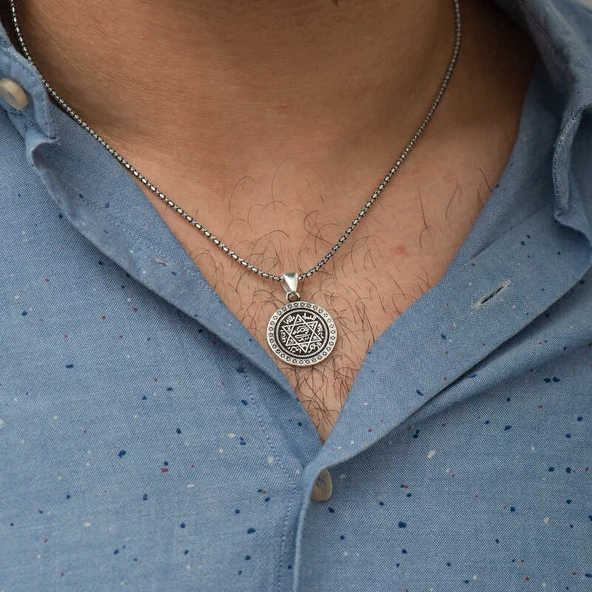 Gümüş Süleyman Mührü Kolye  SL3461 - Resim 2