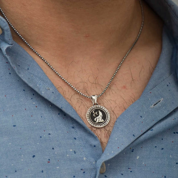 Gümüş Üç Hilal Kurt Kolye SL3477 - Resim 2