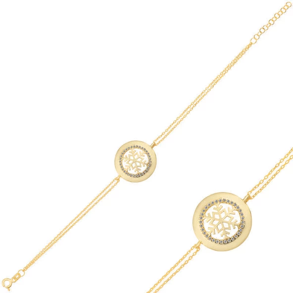 Gümüş Gold Kar Tanesi Bayan Bileklik SL3772 - Resim 4