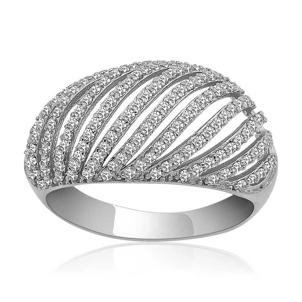 Gümüş Zirkon Taşlı Bombeli Bayan Yüzük SL3997 ürün görseli