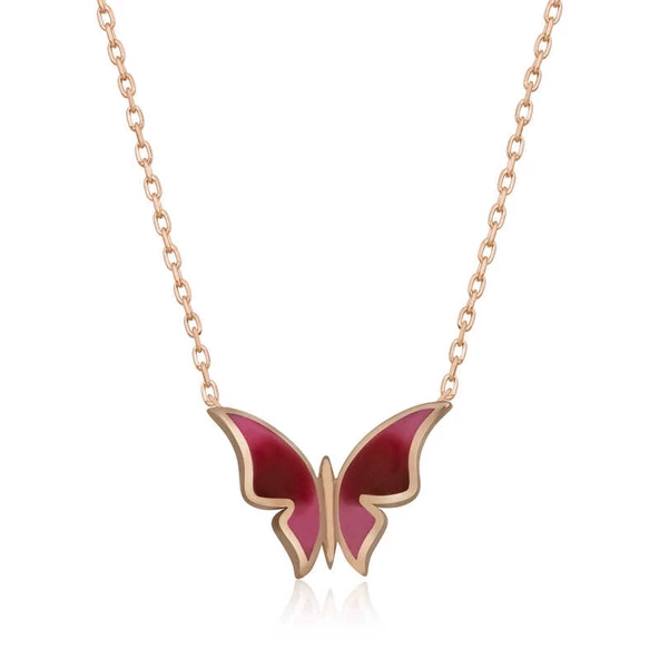 Gümüş Rose Minimal Kelebek Bayan Kolye SL4102 ürün görseli
