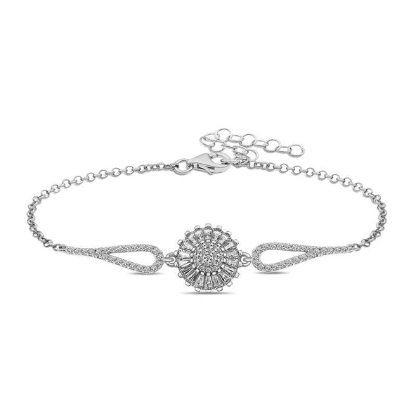 Gümüş Rodyum Baget Taşlı Sonsuzluk Bileklik SL3865 - 1