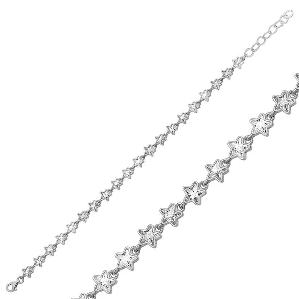 Gümüş Beyaz Yıldız Bayan Bileklik SL3717 ürün görseli