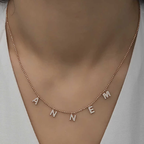 ​Gümüş Rose Annem Yazılı Bayan Kolye SL4526 - Resim 7