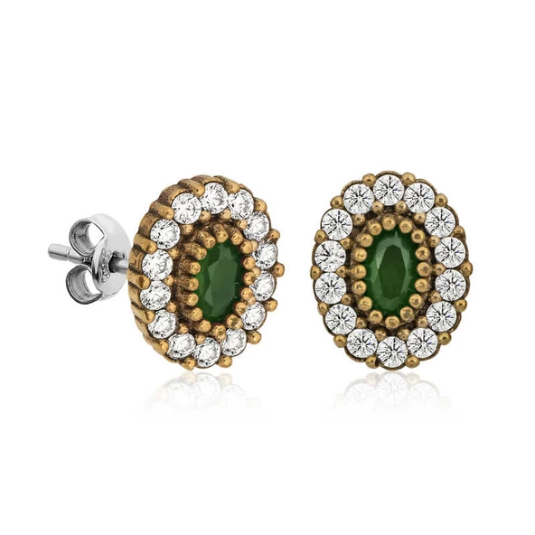 Gümüş Otantik Oval Çivili Bayan Küpe  SL4274 ürün görseli