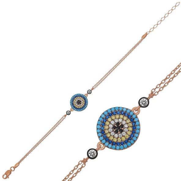 Gümüş Rose Nazar Bayan Bileklik  SL4496 - 2