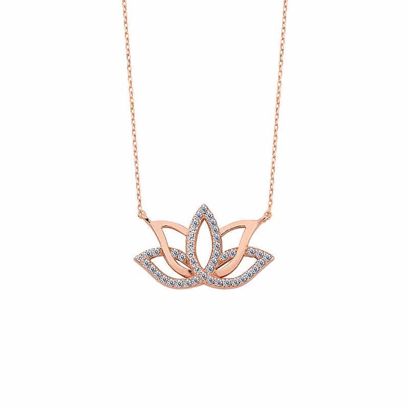 Gümüş Rose Lotus Çiçeği Kolye SL4463 ürün görseli