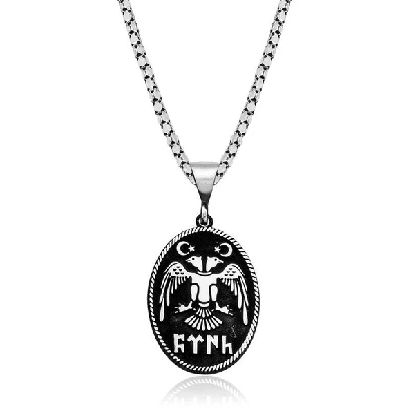 Gümüş Çift Başlı Selçuklu Kartalı Kolye SL4360 ürün görseli