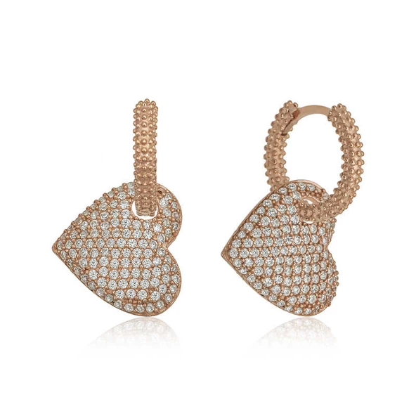 Gümüş Rose Halka Kalp Bayan Küpe SL4284 ürün görseli