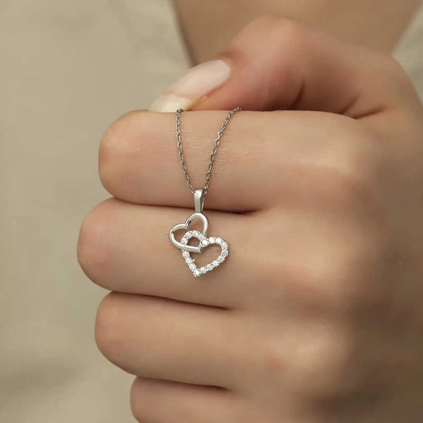 Gümüş Kalp Bayan Kolye  SL4318 - Resim 6