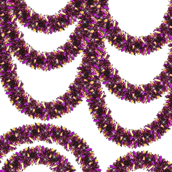 Mor Turuncu Renk 4 Cm Genişlik Garland Çift Renk Sim Süs 180 Cm ürün görseli