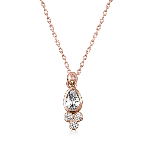Gümüş Rose Çiğ Damlası Tektaş Bayan Kolye SL4295 ürün görseli