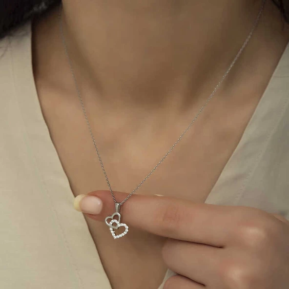 Gümüş Kalp Bayan Kolye  SL4318 - Resim 5