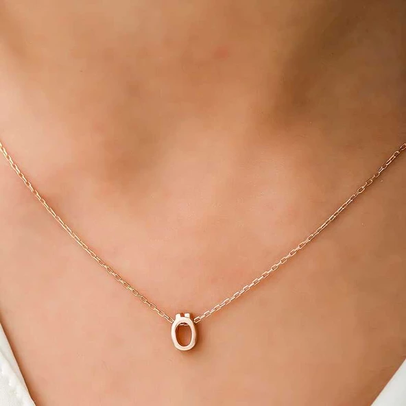 Gümüş Rose 3 Boyutlu Ö Harf Bayan Kolye SL4249 - Resim 2