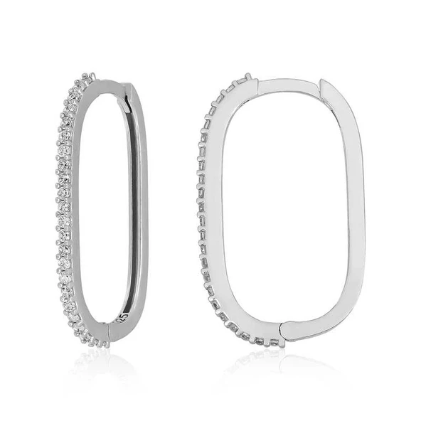 Gümüş Zirkon Taşlı Halka Küpe SL4316