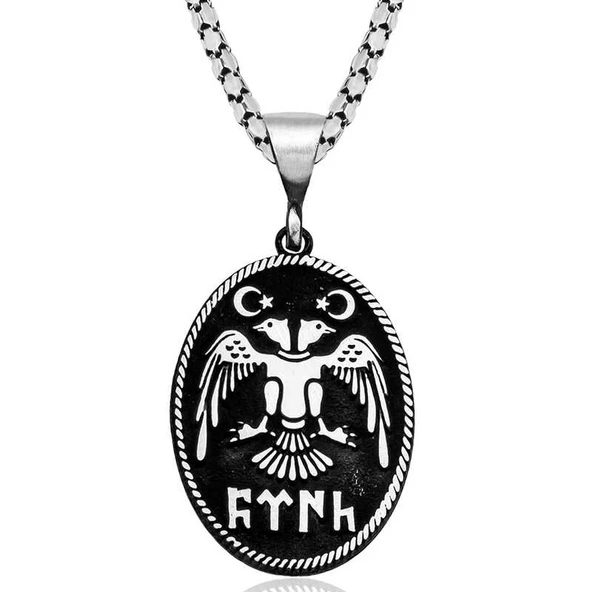 Gümüş Çift Başlı Selçuklu Kartalı Kolye SL4360 - Resim 2