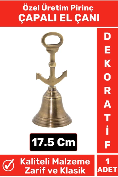 Premium Yüksek Kaliteli Özel Şık Dekoratif Hediyelik Biblo Denizcilik Tasarım Pirinç ÇAPALI EL ÇANI ürün görseli
