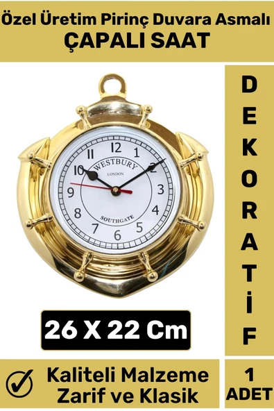 Özel Üretim Yüksek Kaliteli Ev Ofis Klasik Dekoratif Şık Hediyelik Pirinç Duvara Asmalı Çapalı Saat ürün görseli