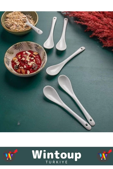 Özel Dayanıklı Sağlıklı Malzeme Ergonomik Kolay Temizlenir Asılabilir Porselen Baharat Kaşığı 5 Adet - Resim 2