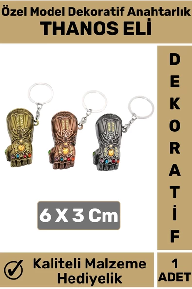 Özel Üretim Yüksek Kaliteli Dayanıklı Dekoratif Şık Hediyelik Marvel Figürü Anahtarlık THANOS ELİ