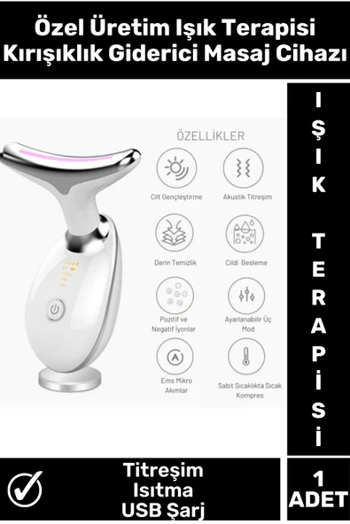 Özel Titreşim Isıtma Özellikli Işık Terapisi Cilt Sıkılaştırıcı Yüz Masaj Cihazı