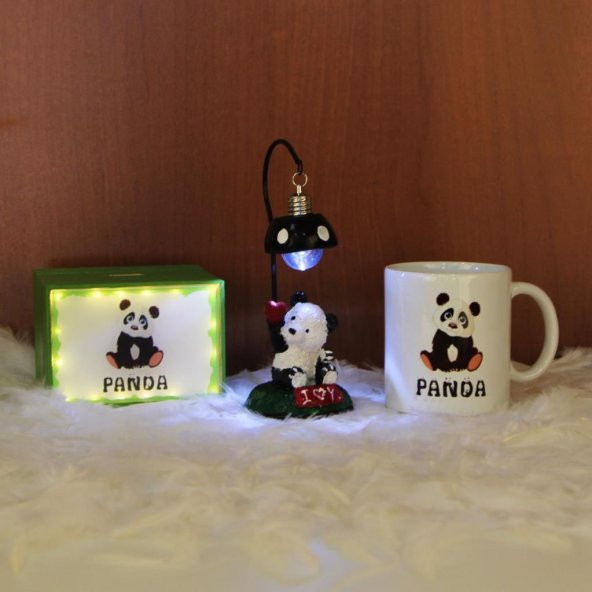 Panda Masa Lambası Panda Kupa Panda Led Işıklı Kumbara