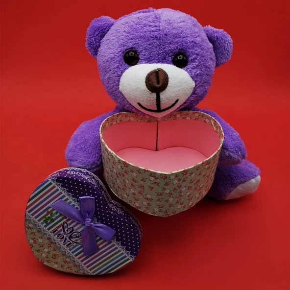 Sevimli Kalp Kutulu Peluş Ayıcık - 3