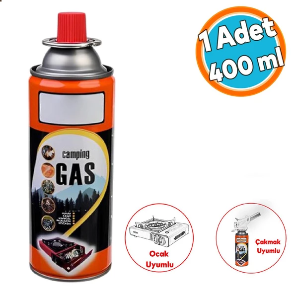 Kamp Gazı Bütan Propan Gaz Tüpü Portatif Ocak Kartuşu Tek kullanımlık Pürmüz 400 ml 1 Adet