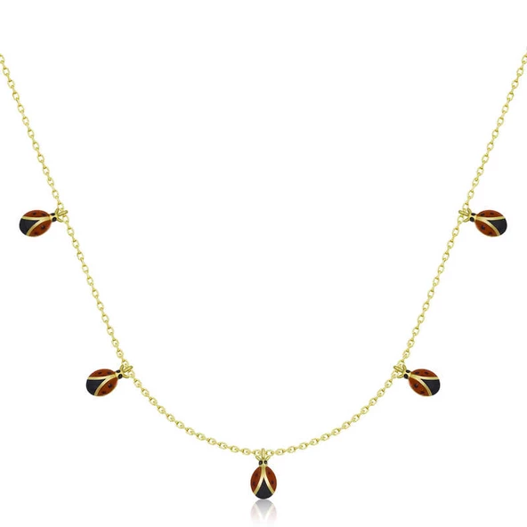 Gümüş Gold Uğur Böceği Şans Kadın Kolye SL4729 ürün görseli