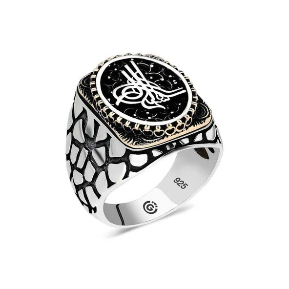 Gümüş Tuğra Oval Erkek Yüzük  SL4695 - Resim 2