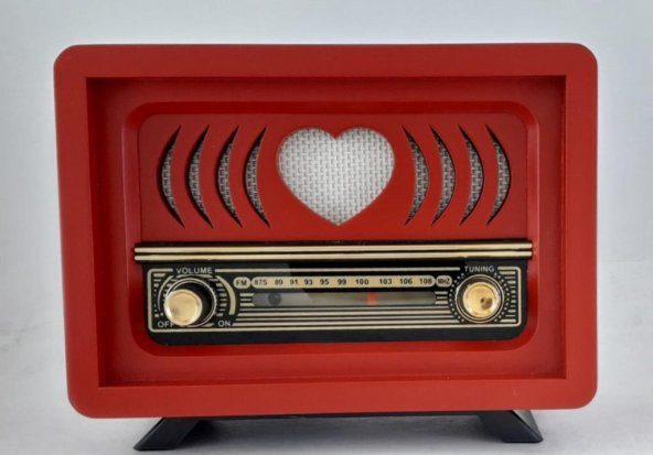 Nostaljik Radyo Adaptörlü Kırmızı Renk Aşiyan 1