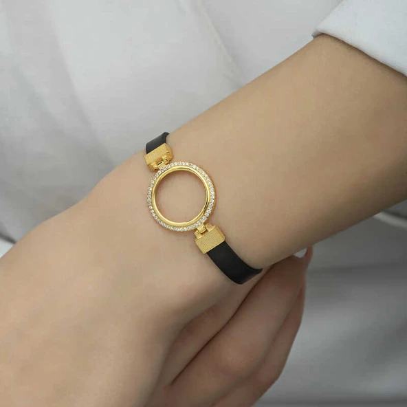 Gümüş Çeyrek Takılabilen Altın Kaplama Kadın Bileklik  SL4700 - Resim 4