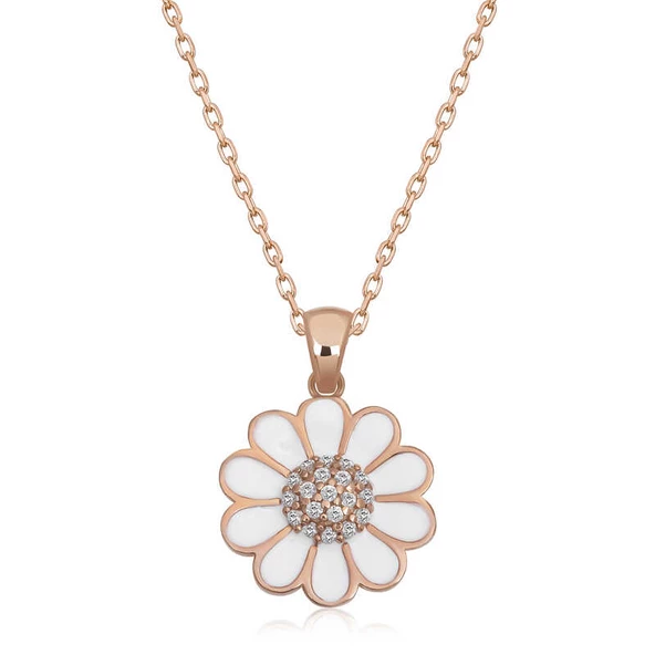 Gümüş Rose Papatya Kadın Kolye SL4788 ürün görseli